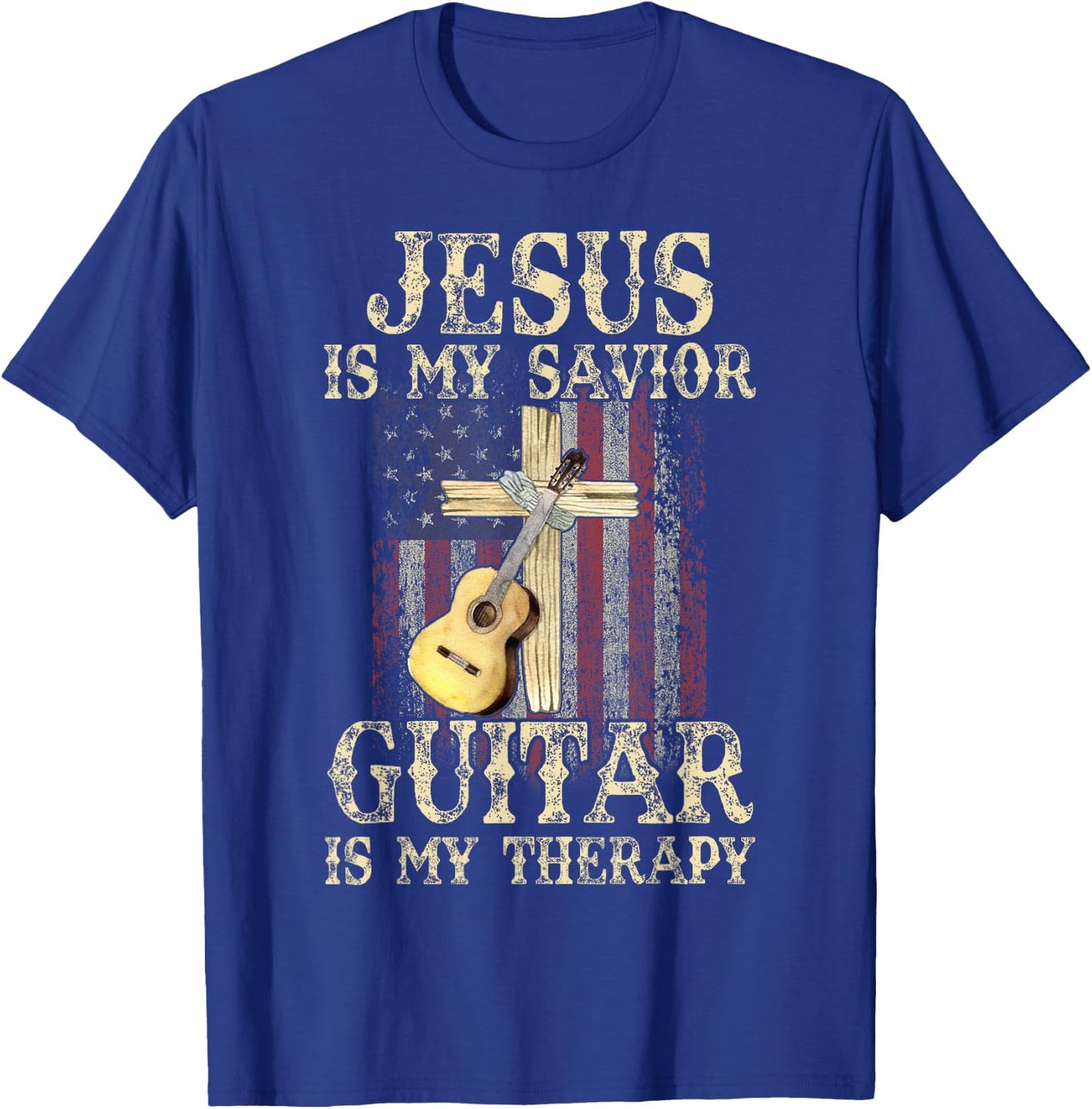 Jesus Is My Savior Guitar Is My Therapy Christian T-Shirt - T-Shirt | Royal
