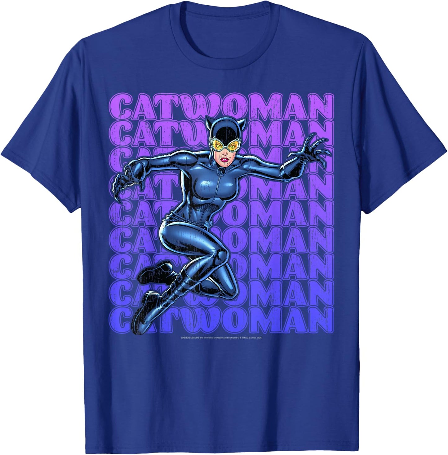DC Comics Catwoman Name Stack Portrait T-Shirt - T-Shirt | Royal