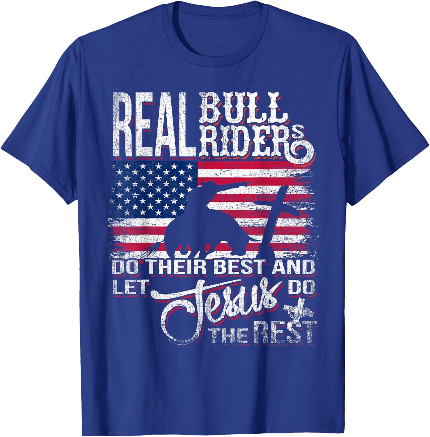 Christian Bull-Rider Bull Riding Jesus Western Sports T-Shirt - T-Shirt | Royal