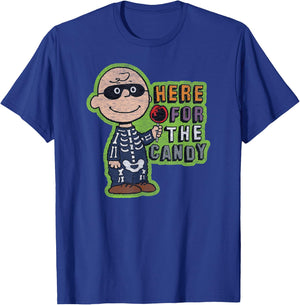 Peanuts - Charlie Brown Halloween Skeleton Candy T-Shirt - T-Shirt | Royal