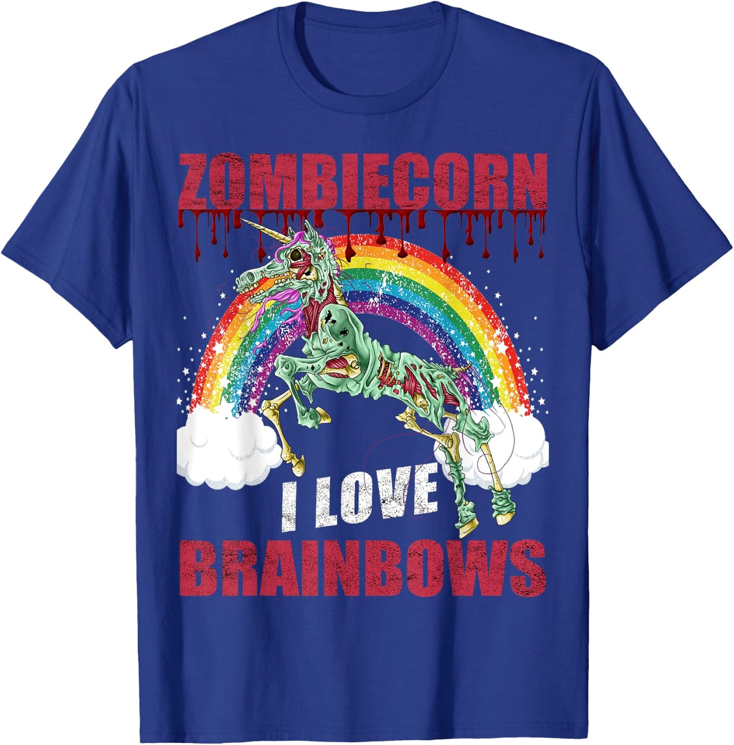 Zombie Unicorn I Love Brainbows Halloween Punk Gothic Goth T-Shirt - T-Shirt | Royal
