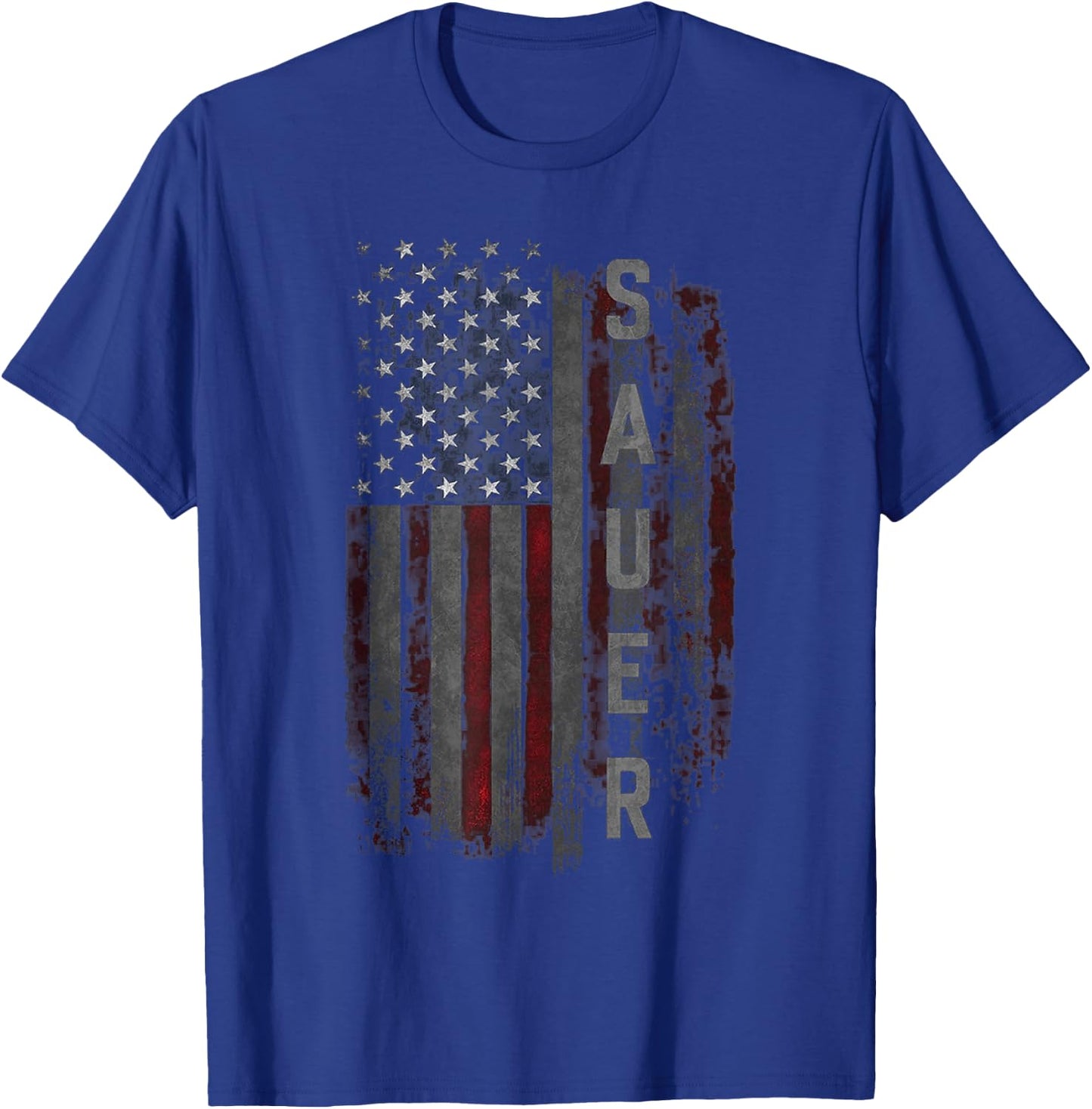 SAUER Family American Flag T-Shirt - T-Shirt | Royal