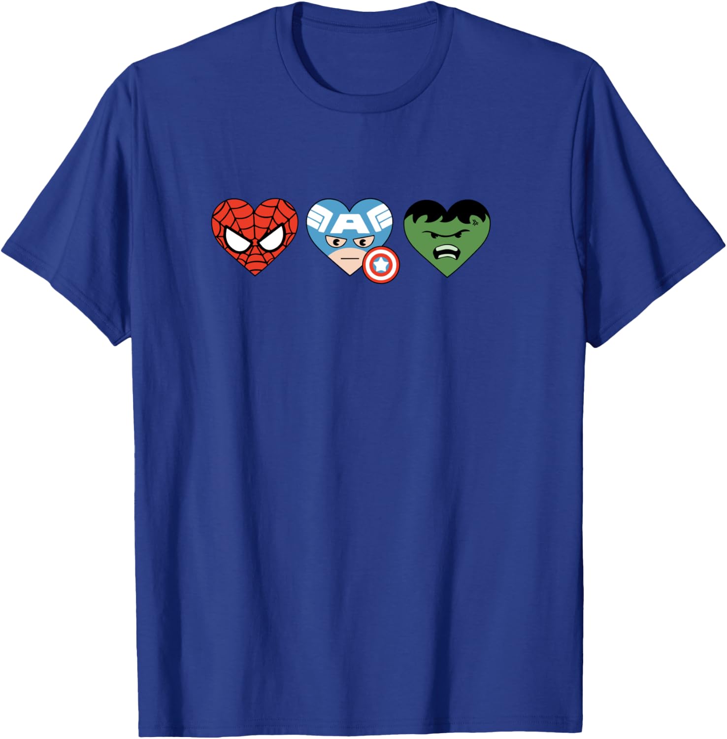 Amazon Essentials Marvel Hero Hearts Spider-Man Captain America and Hulk T-Shirt - T-Shirt | Royal