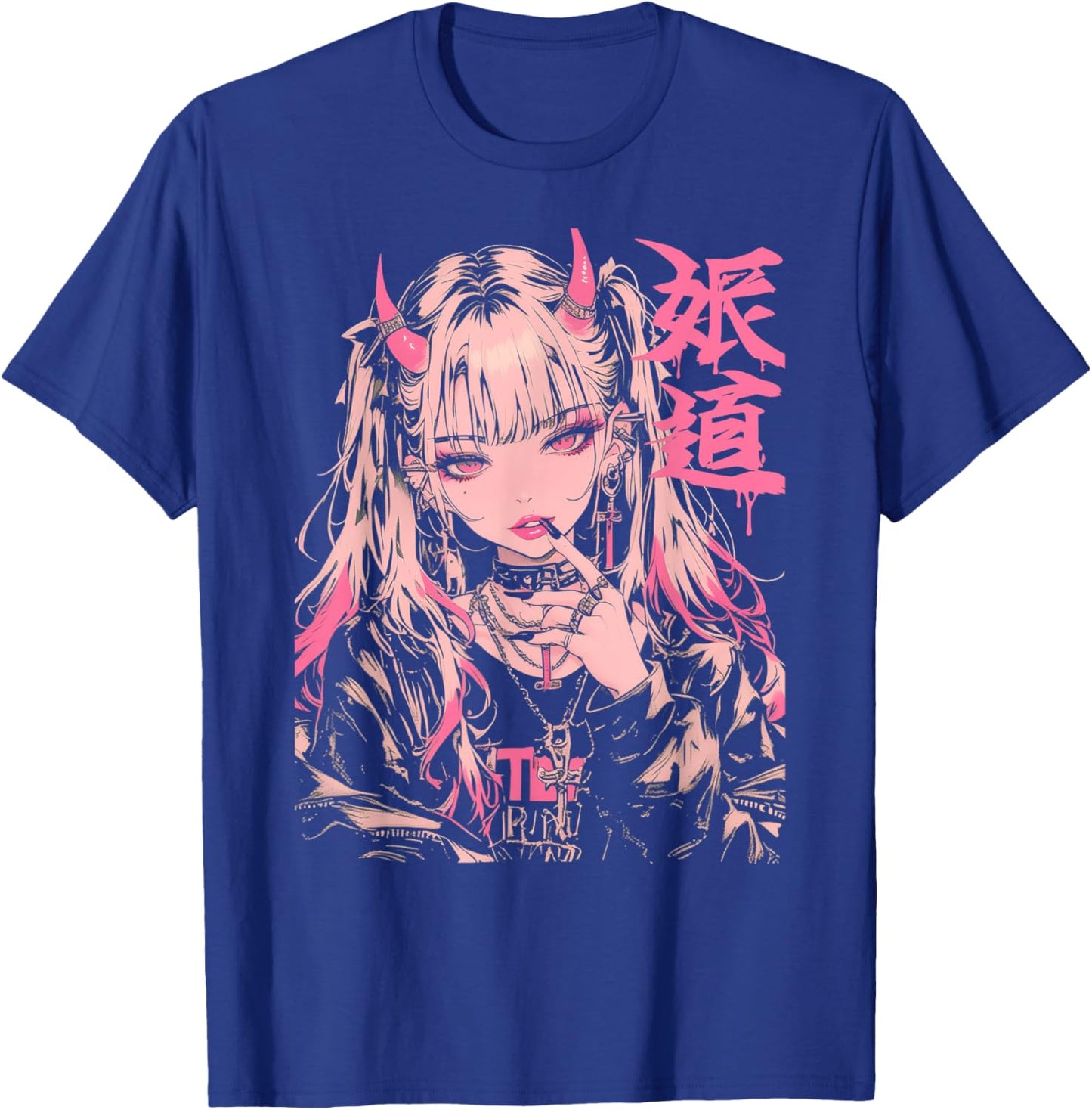 Goth Grunge Demon Anime Girl Waifu Horror Alt Aesthetic T-Shirt - T-Shirt | Royal