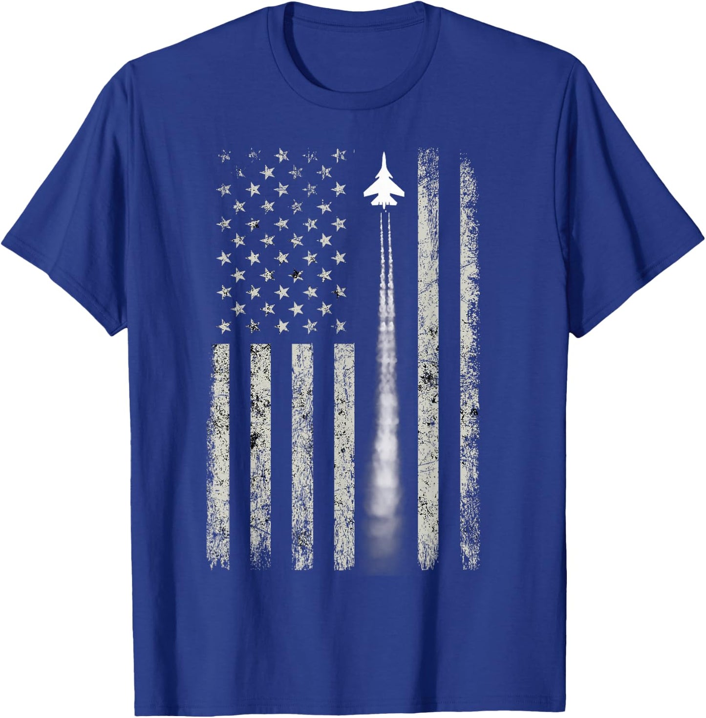 Patriotic American Flag Airplane Enthusiast Pilot Gift Men T-Shirt - T-Shirt | Royal