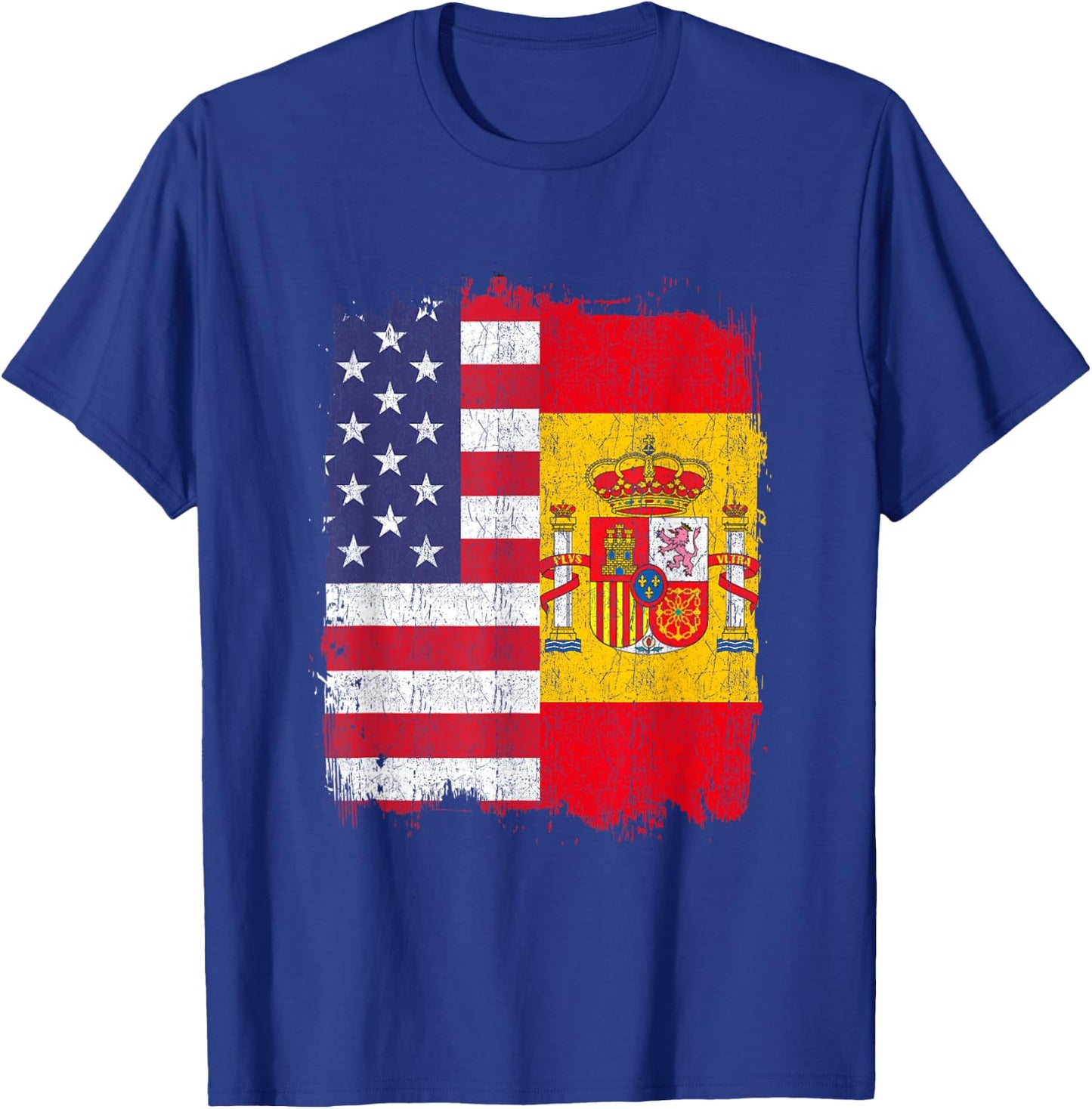 USA Spain Flag American Spanish T-Shirt - T-Shirt | Royal