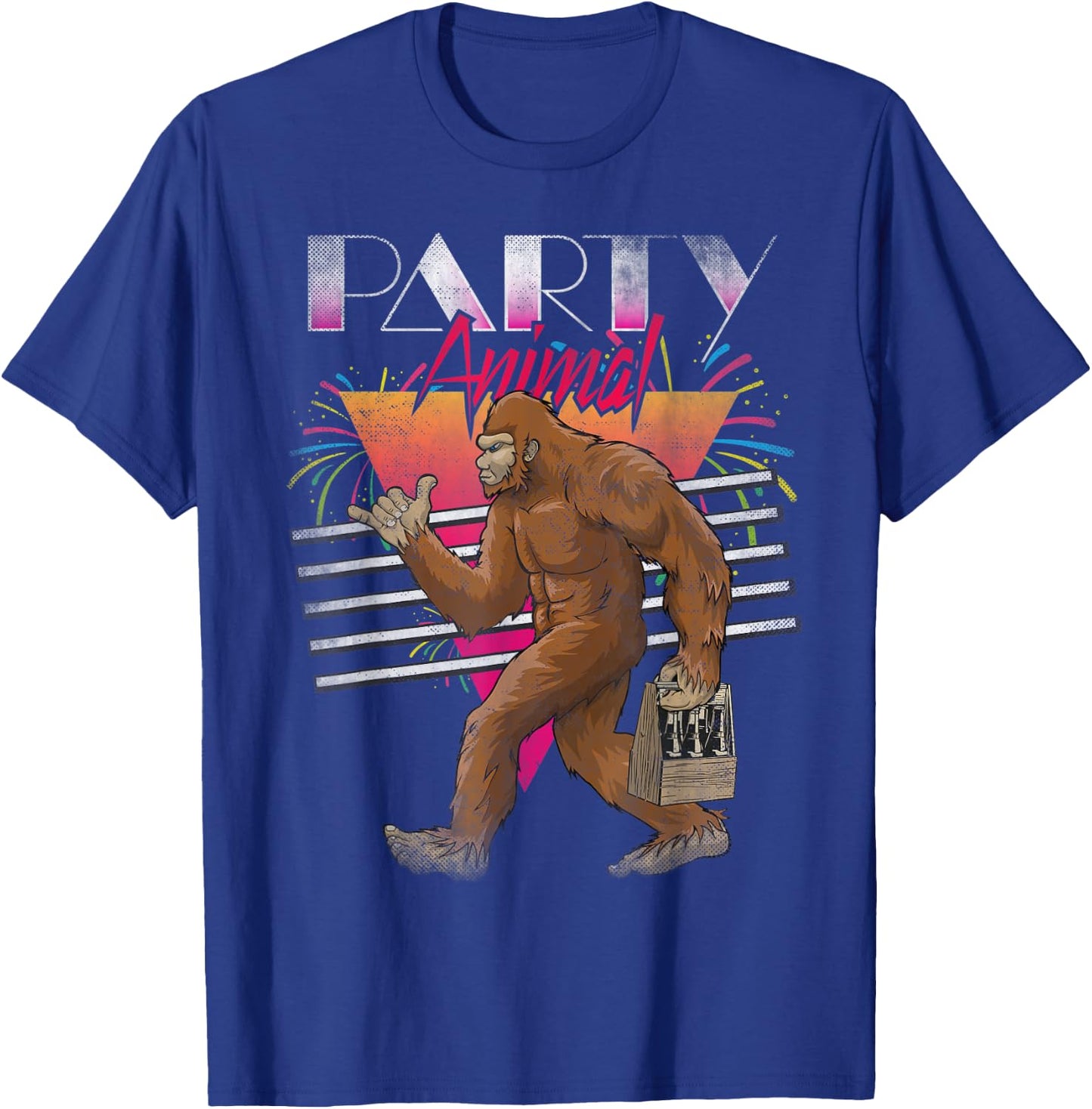 Vintage 80s Classic, Bigfoot, Sasquatch, Party Animal, Shaka T-Shirt - T-Shirt | Royal