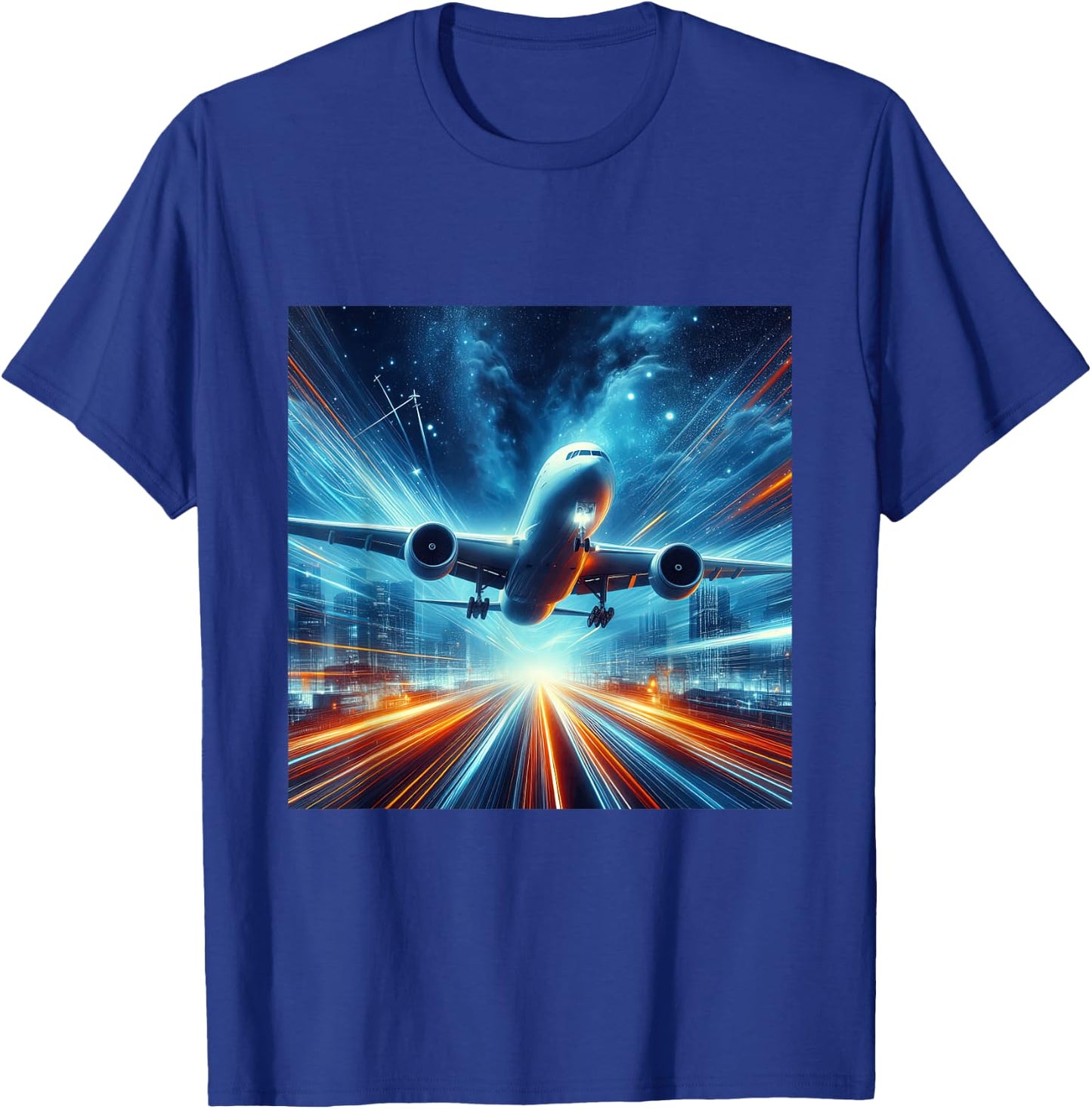 B-777 Aircraft Aviation Airplane Airport Runway Landing T-Shirt - T-Shirt | Royal