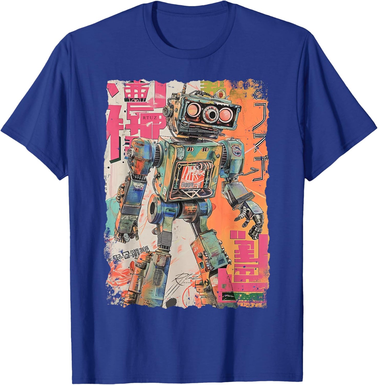 Hip Hop Y2K Vintage Hipster Edgy Urban Streetwear Robot T-Shirt - T-Shirt | Royal