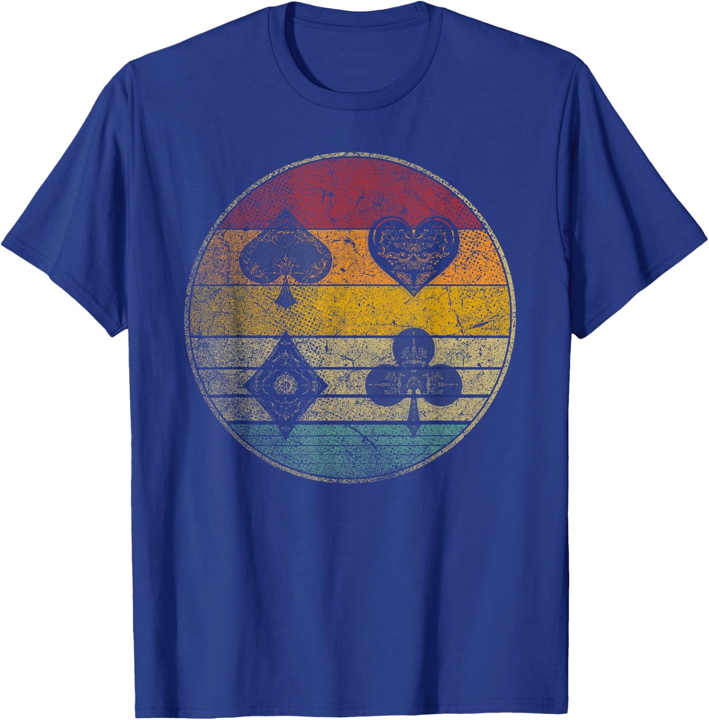 Poker Cards Game Vintage Retro Style Distressed Men Women T-Shirt - T-Shirt | Royal