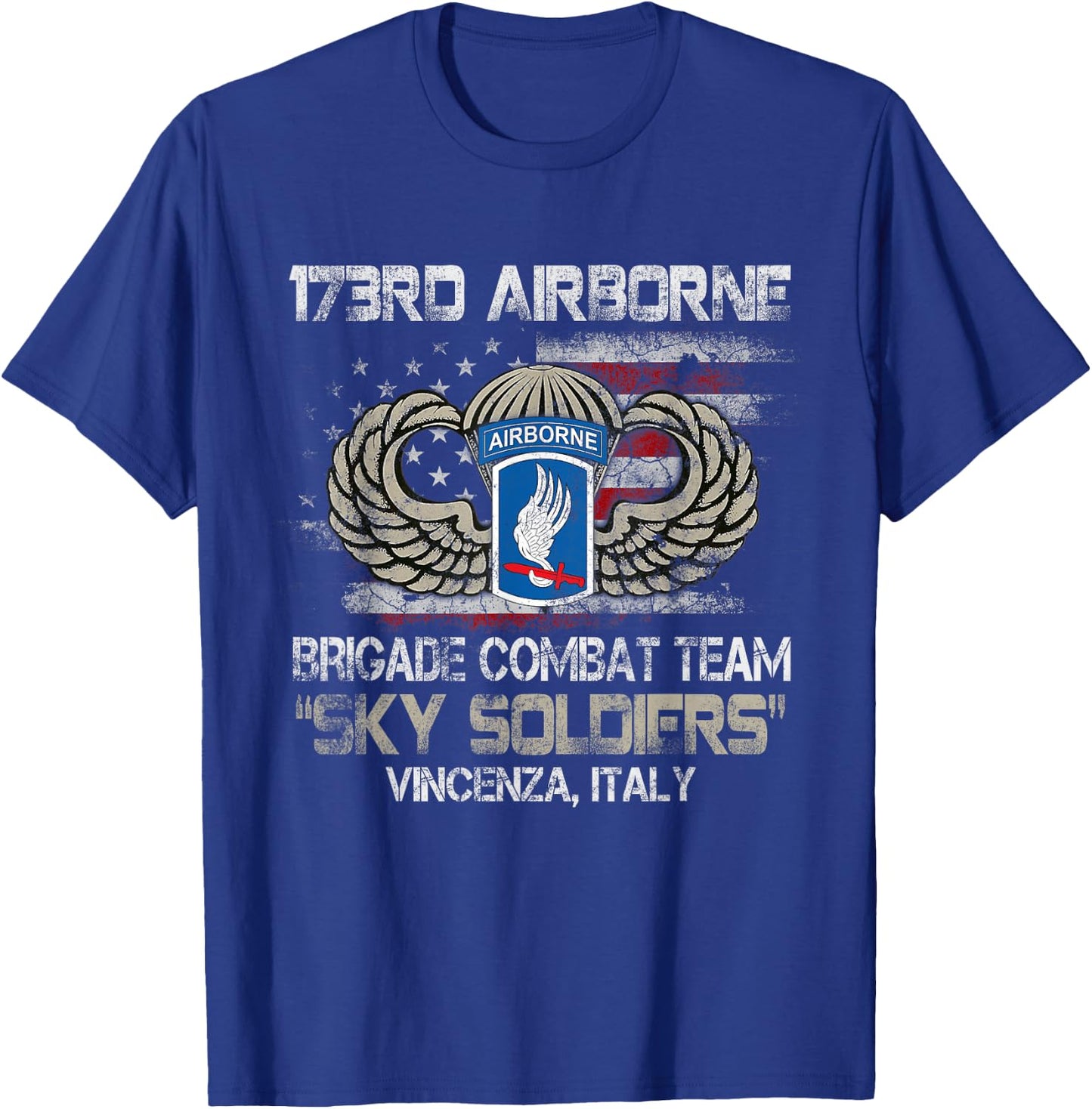 173rd Airborne Brigade Combat Team U.S Flag Veteran Gift Men T-Shirt - T-Shirt | Royal