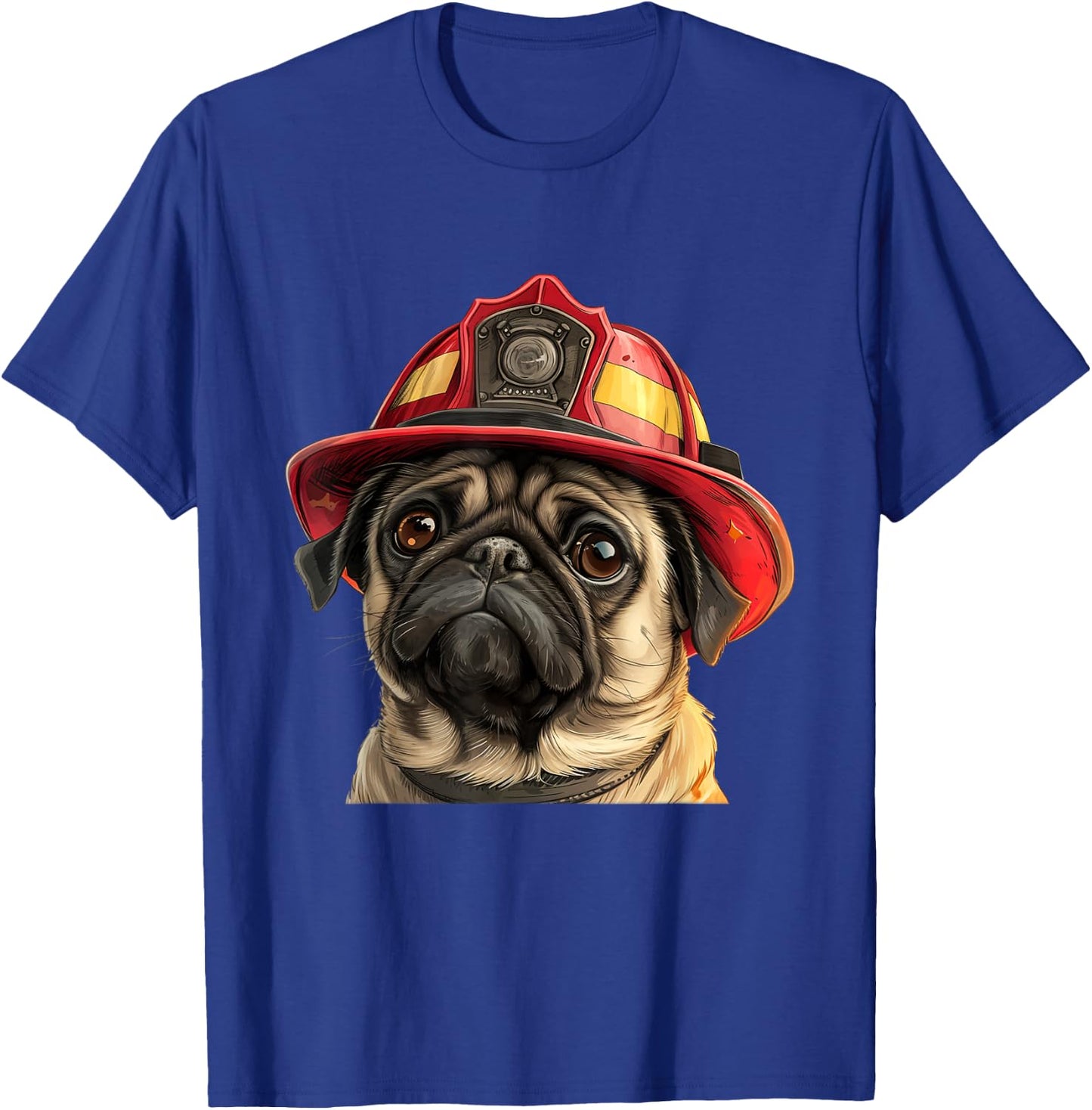 Pug Firefighter Hat Fireman Dog T-Shirt - T-Shirt | Royal