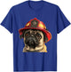 Pug Firefighter Hat Fireman Dog T-Shirt - T-Shirt | Royal