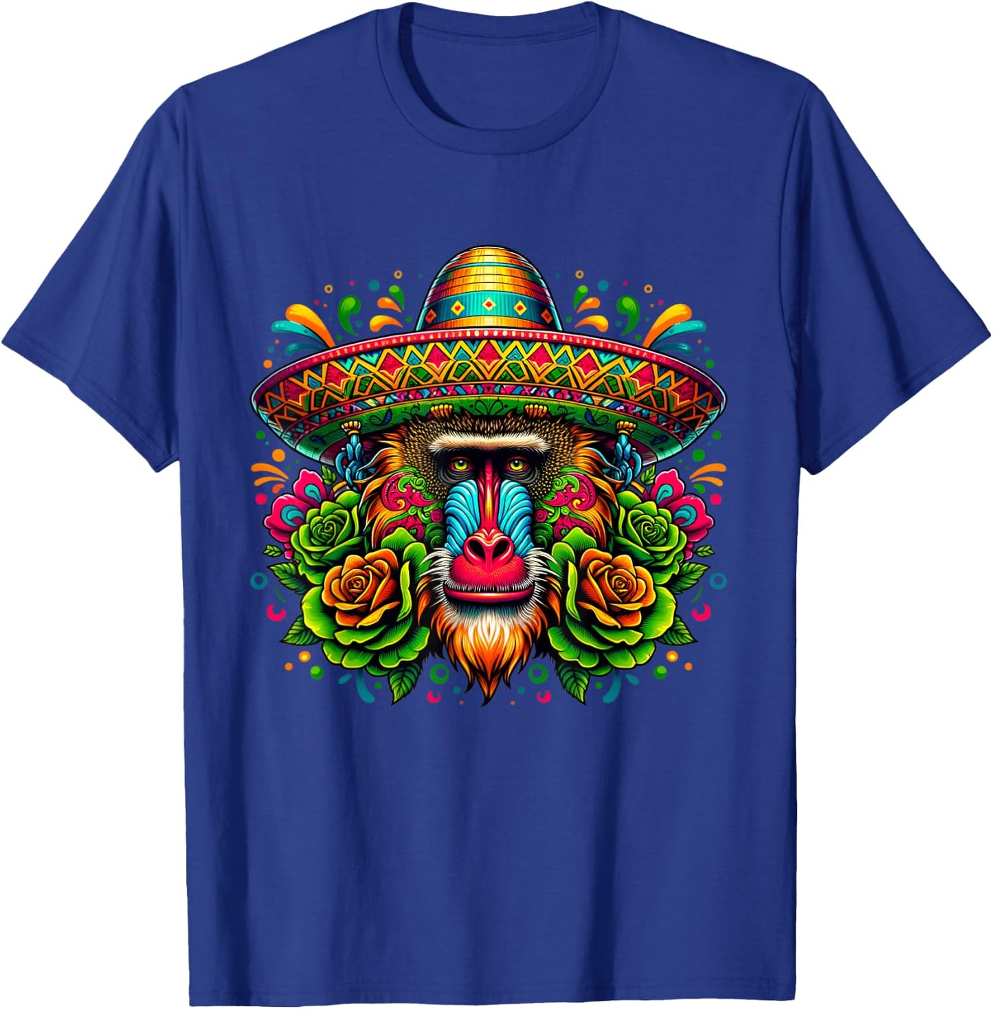 Mexican Cinco De Mayo Let's Fiesta Party Baboon Monkey T-Shirt - T-Shirt | Royal