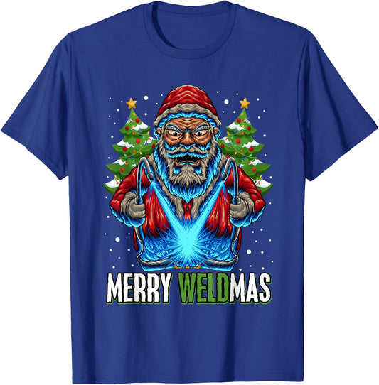 Merry Weldmas Welder Christmas Welding Worker Santa T-Shirt - T-Shirt | Royal