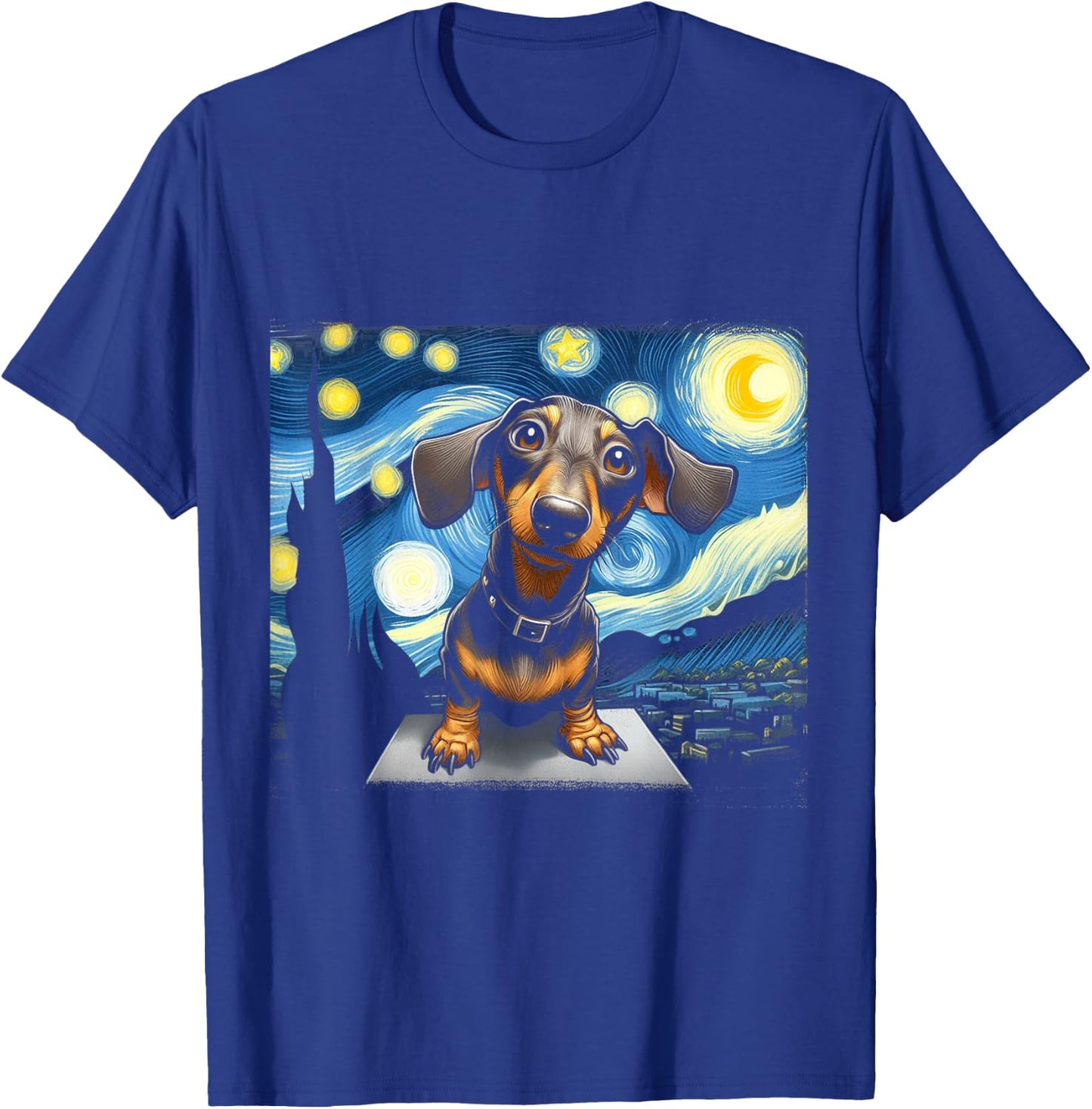 Funny Dachshunds Sausage Dogs in a Starry Night T-Shirt - T-Shirt | Royal