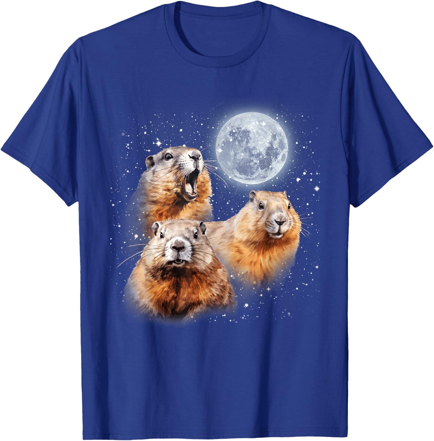 Three Groundhog Moon 3 Groundhog Head Groundhog Day T-Shirt - T-Shirt | Royal