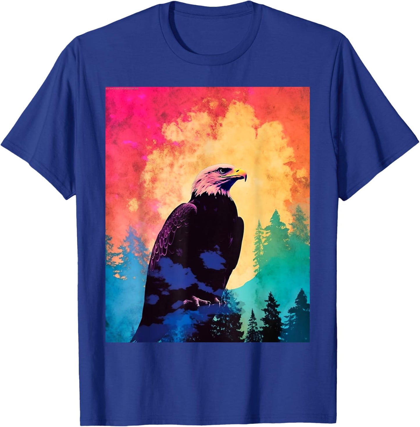 Majestic Eagle Silhouette: Freedom's Colors T-Shirt - T-Shirt | Royal