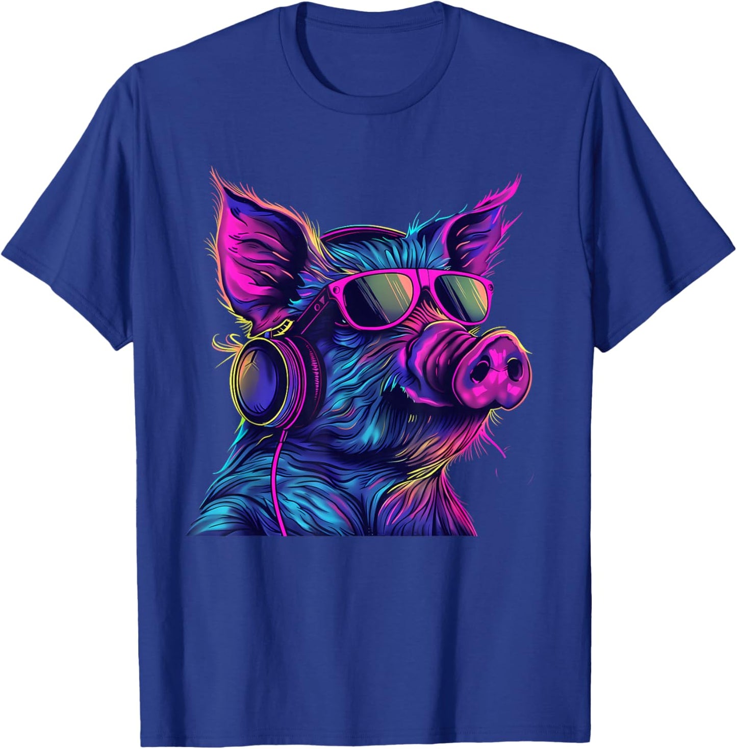 Pig DJ Techno EDM Pig Lover Music Headphones Beatmaker T-Shirt - T-Shirt | Royal