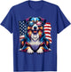 Vintage Australian Shepherd American Flag Pets Dogs USA US T-Shirt - T-Shirt | Royal