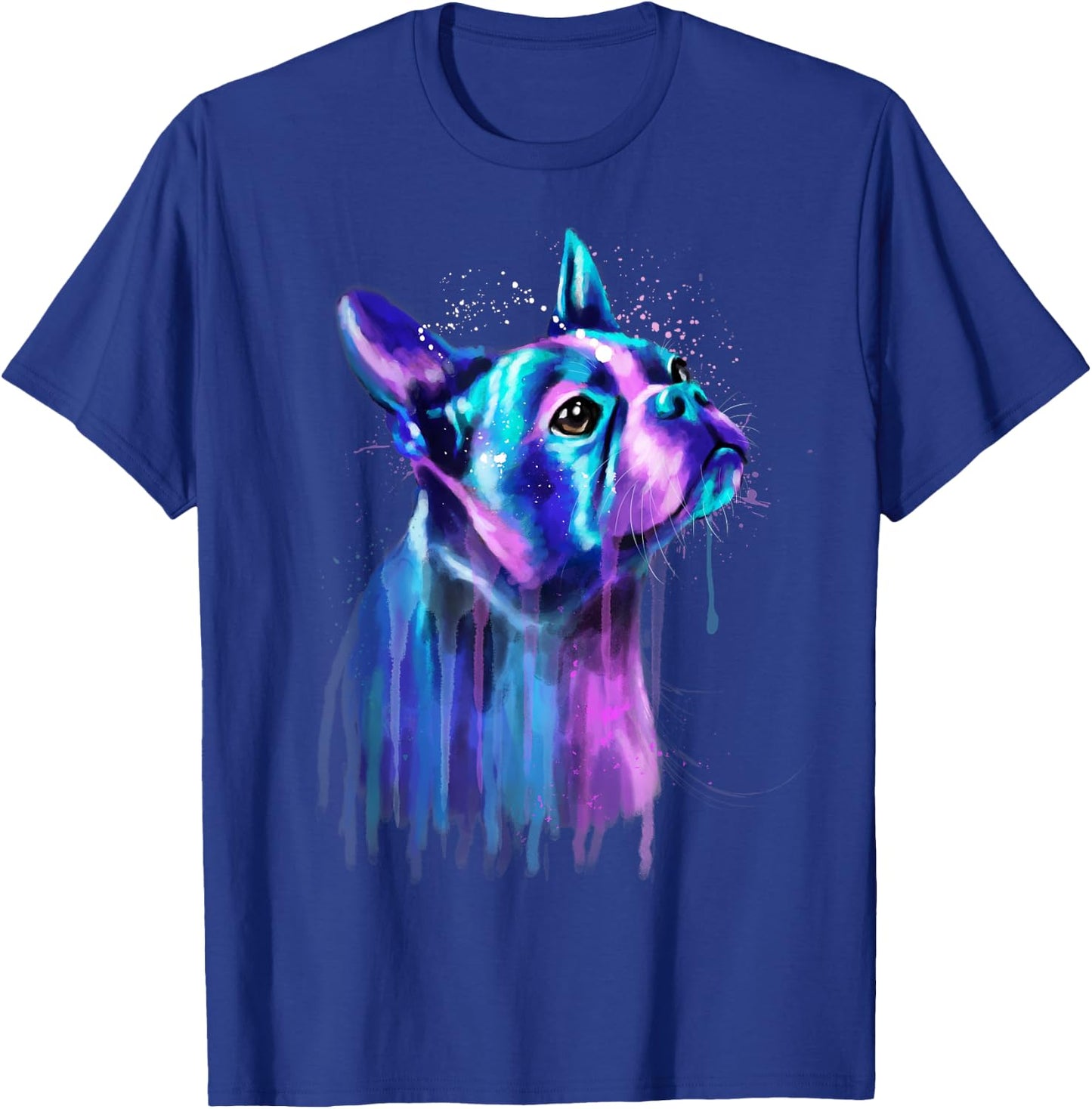 Colorful Boston Terrier Dog Art Watercolor Painting Women Kids T-Shirt - T-Shirt | Royal