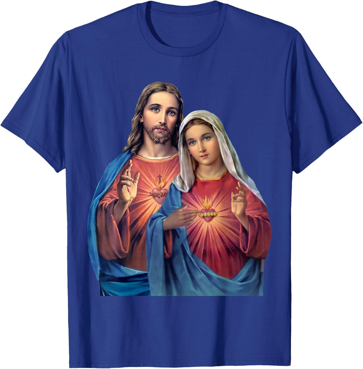 Hearts of Jesus and Mary very close together (Twin Hearts) T-Shirt - T-Shirt | Royal