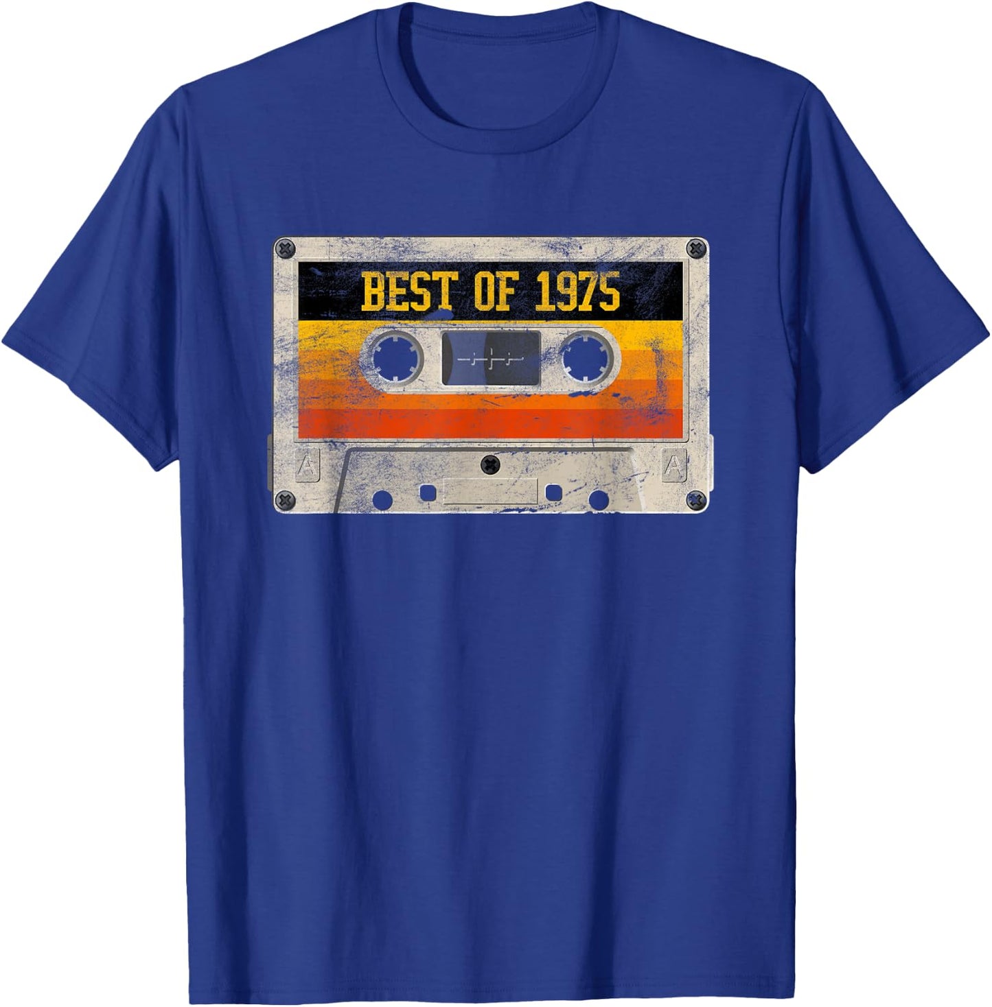 Best of 1975 46th Birthday Gifts Cassette Tape Vintage Retro T-Shirt - T-Shirt | Royal