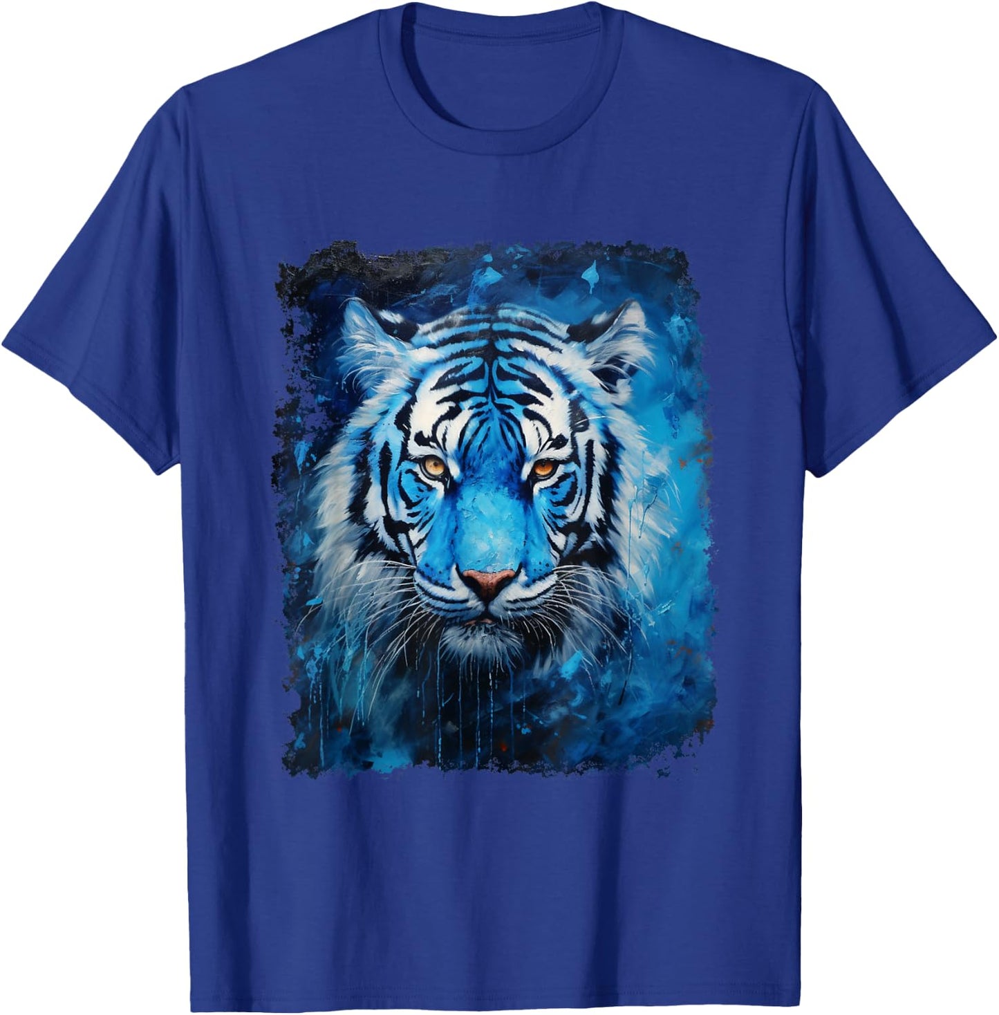 Pop Art Vintage Zoo Animal Tiger Blue T-Shirt - T-Shirt | Royal
