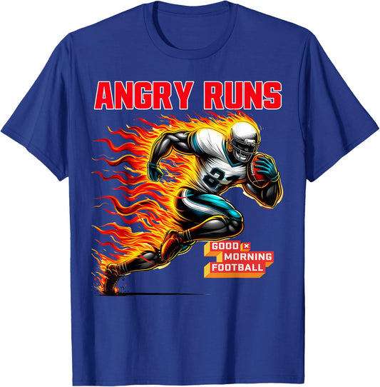 Angry Runs Good Morning Football Sport Lover Vintage Art T-Shirt - T-Shirt | Royal