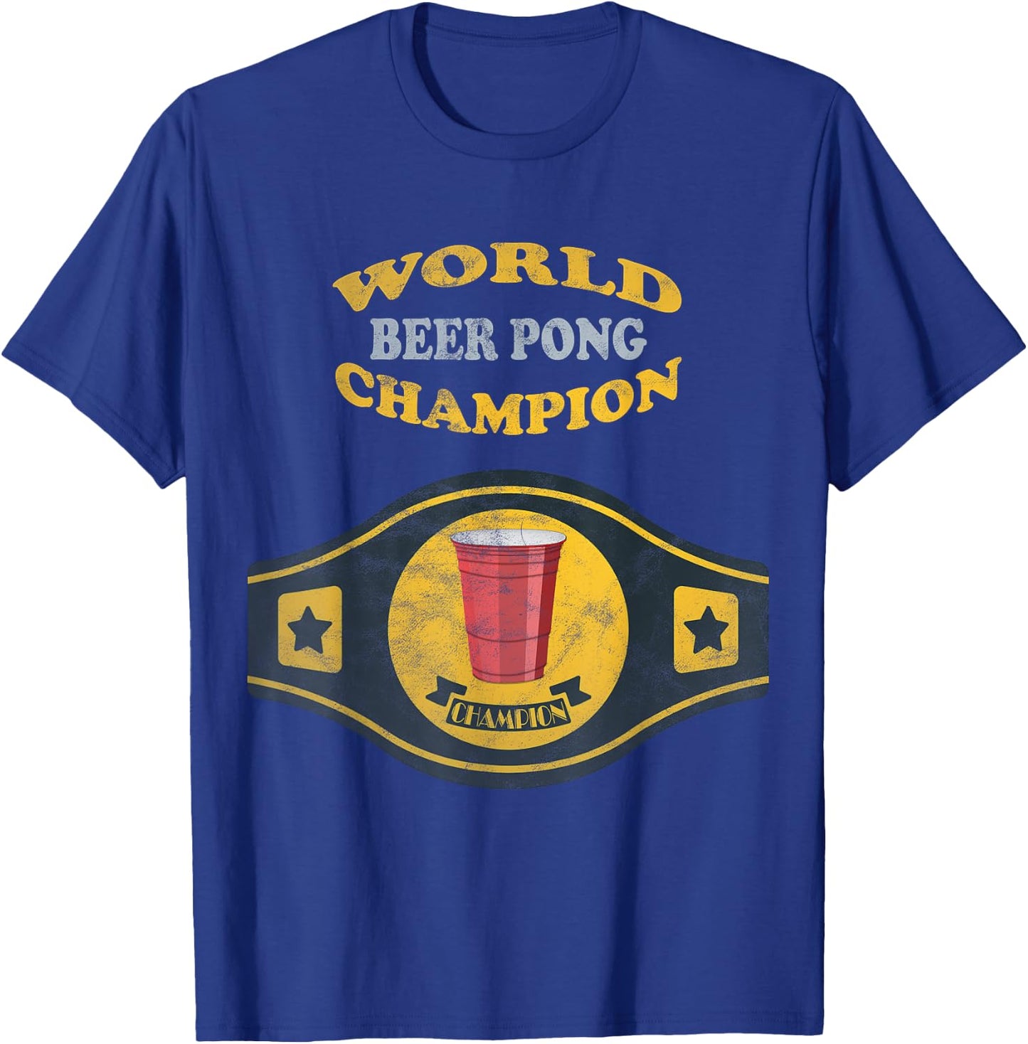 Beer Pong World Champion Vintage Retro T-Shirt - T-Shirt | Royal