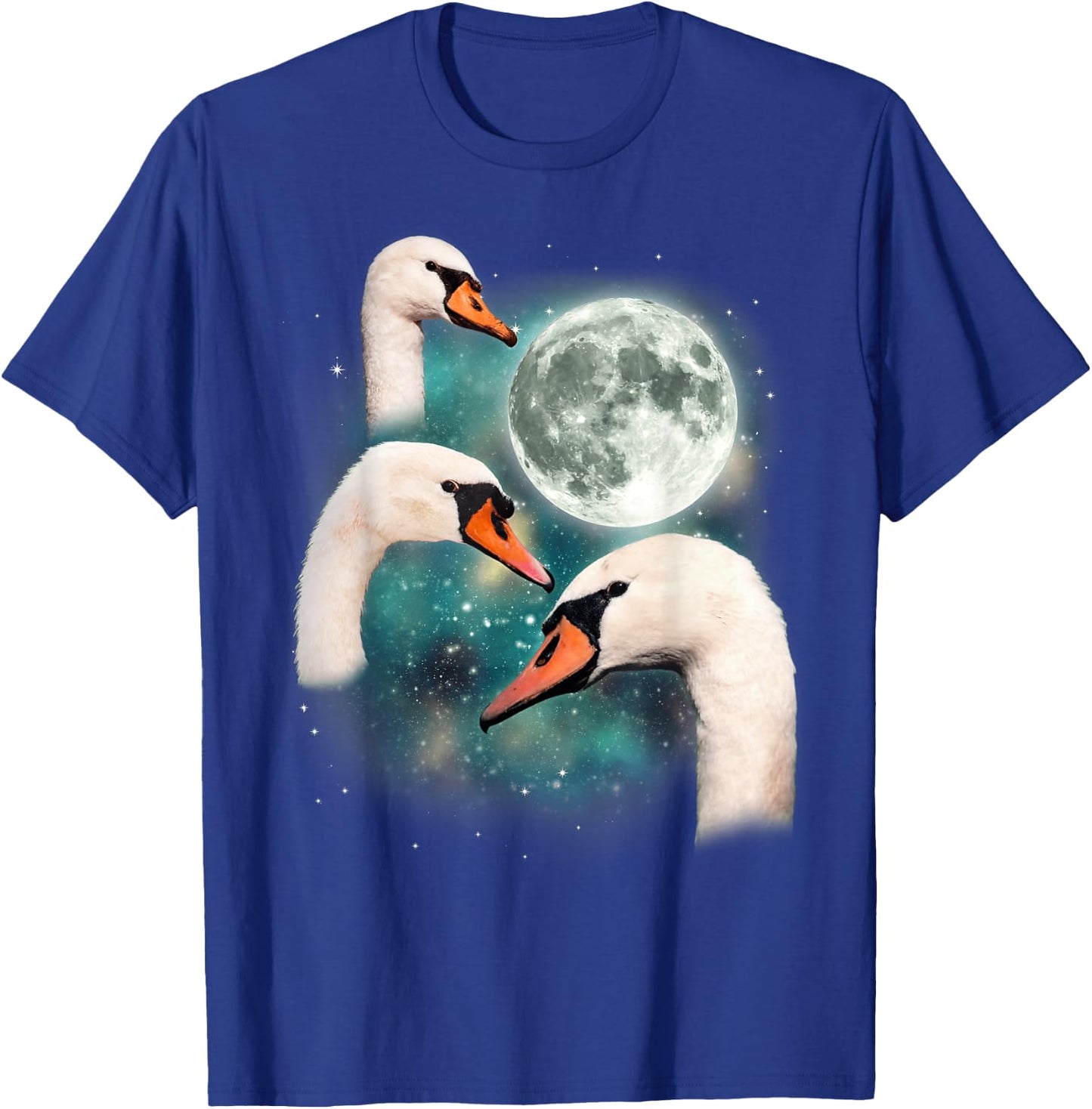 Three Swan Moon | 3 Swans Funny Bird Parody Cursed Meme T-Shirt - T-Shirt | Royal