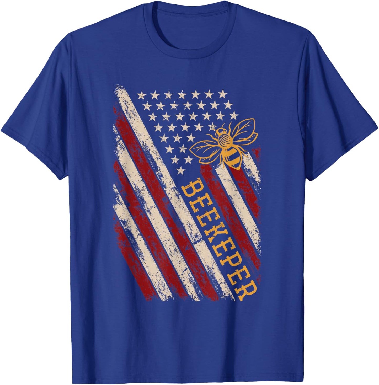 Patriotic Bee Whisperer 4th of July Gift USA Flag Beekeeper T-Shirt - T-Shirt | Royal