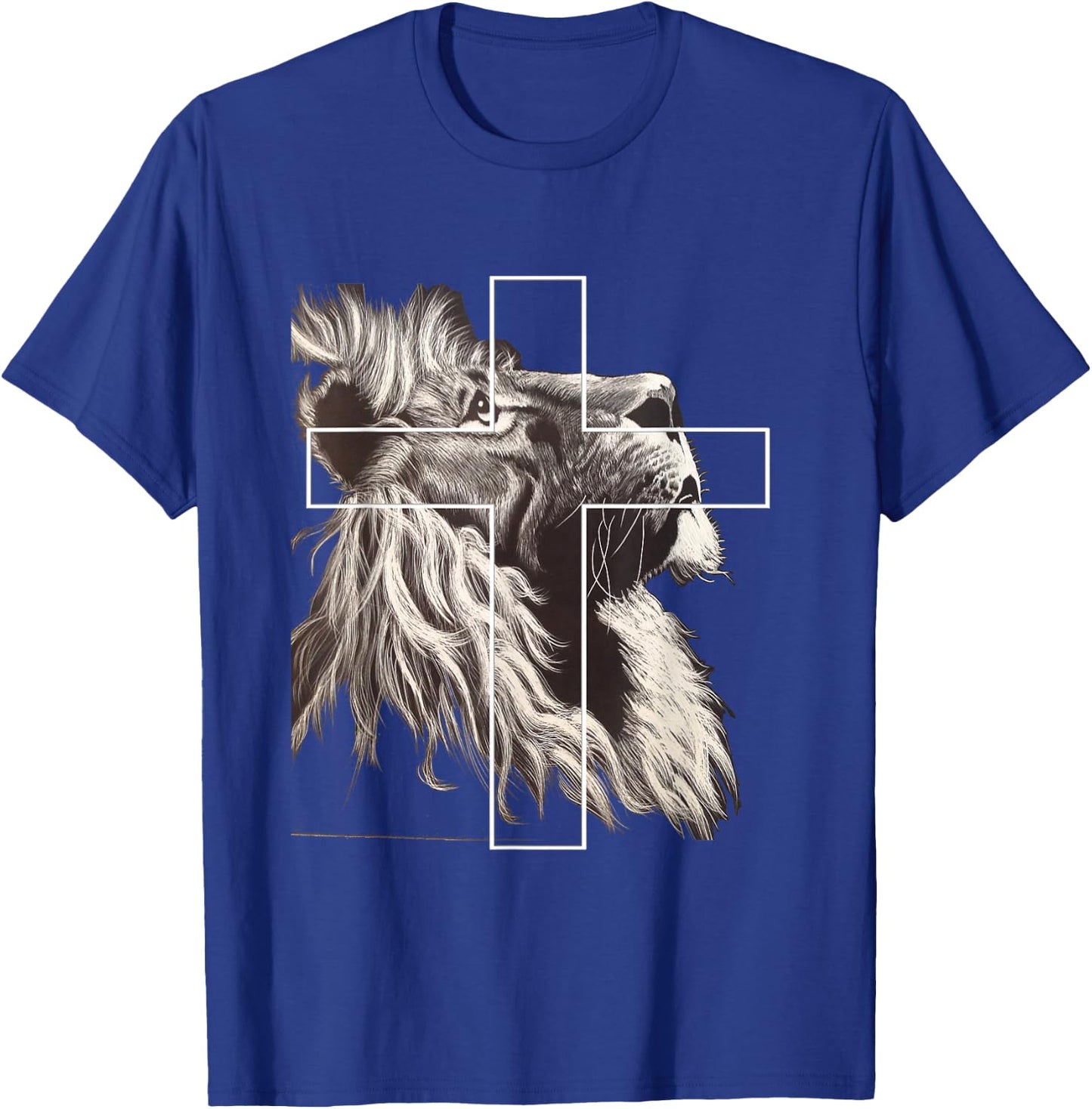 Jesus Lion of Judah Christian Cross T-Shirt - T-Shirt | Royal