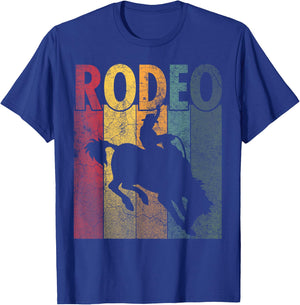 Rodeo Retro Style Cowboy Horse Riding Vintage Men Women T-Shirt - T-Shirt | Royal