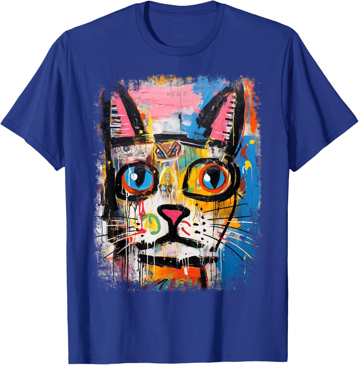 RTUZ Cat Hip Hop Y2K Vintage Retro Hipster Edgy Streetwear -Adults Black T-Shirt - T-Shirt | Royal