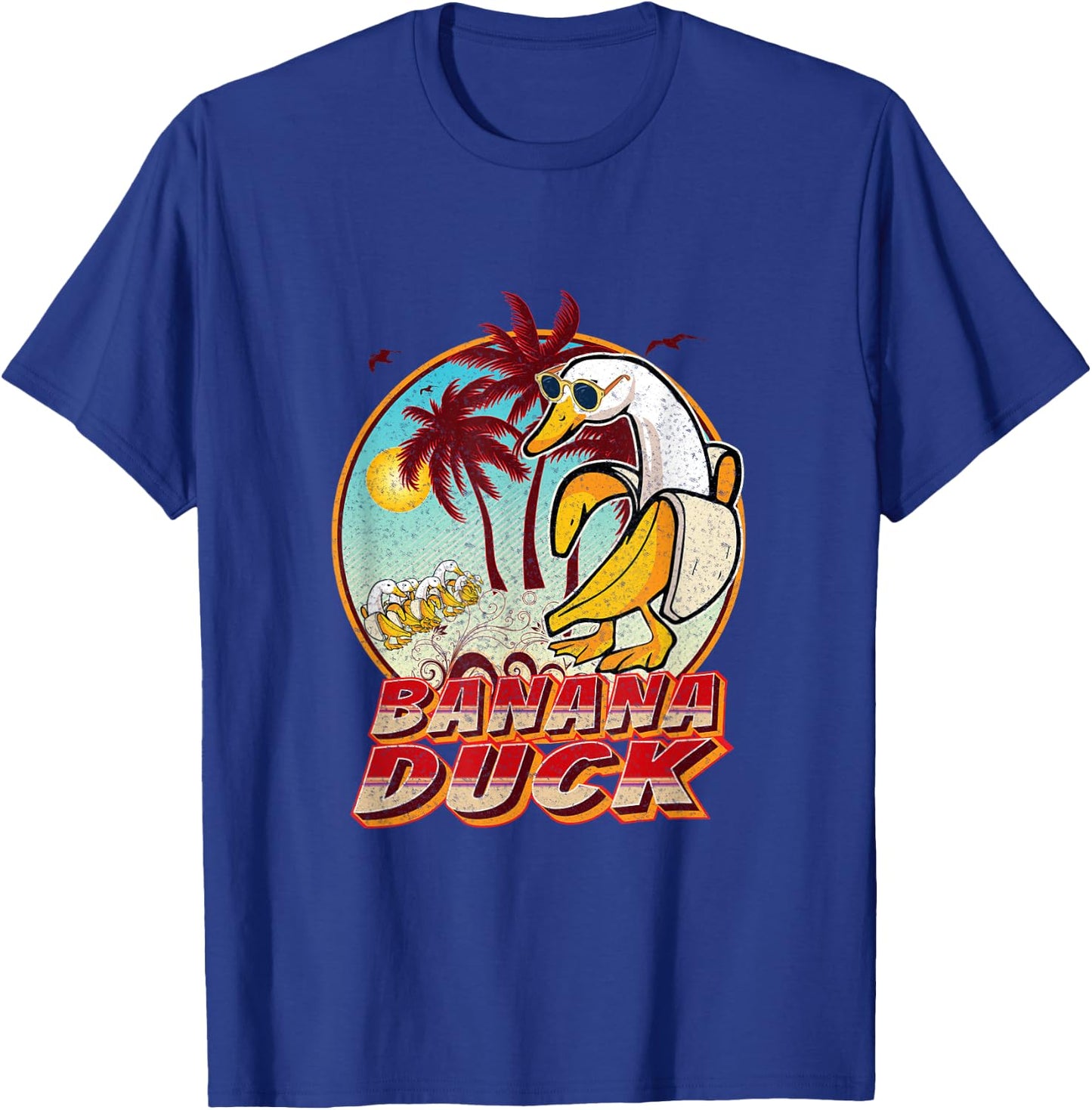 Banana Duck - - Summer Beach Vintage Retro T-Shirt - T-Shirt | Royal