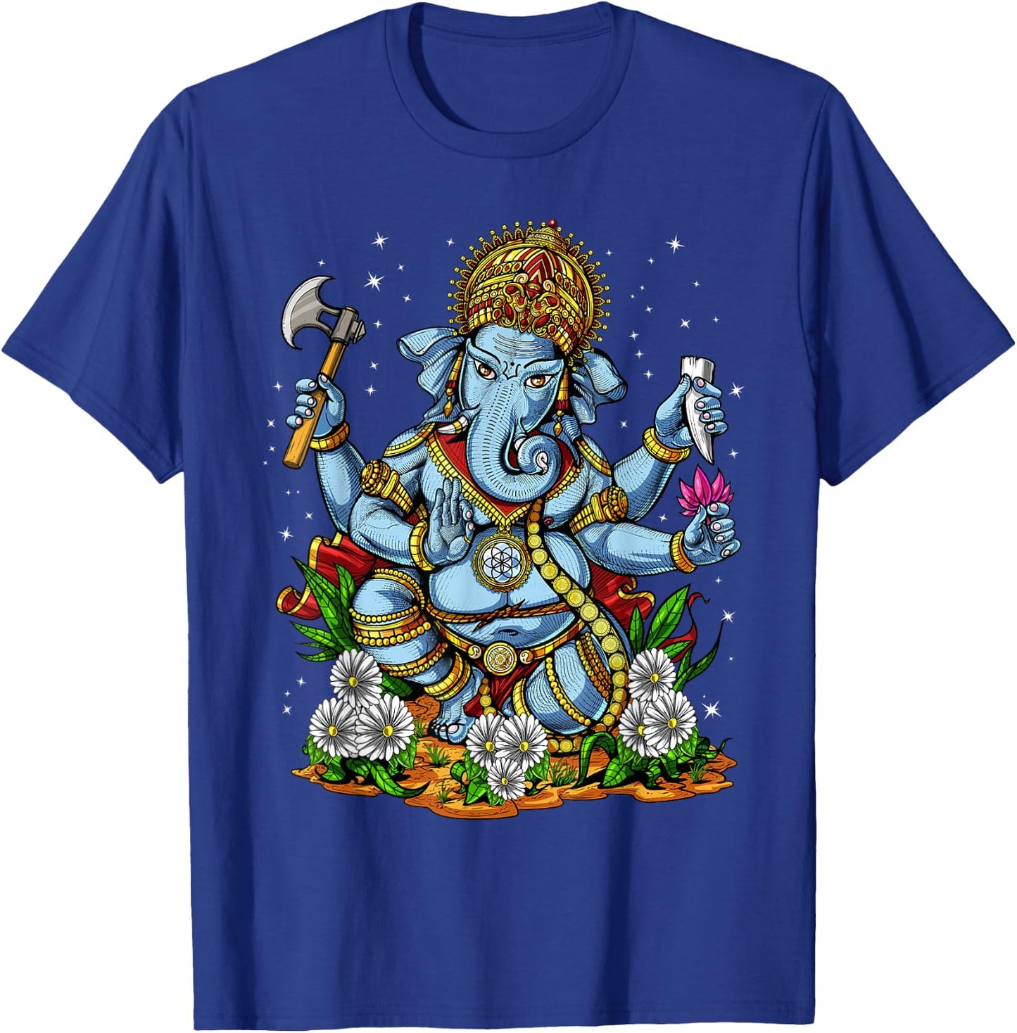 Ganesha Hindu God Elephant Spiritual Yoga Meditation T-Shirt - T-Shirt | Royal