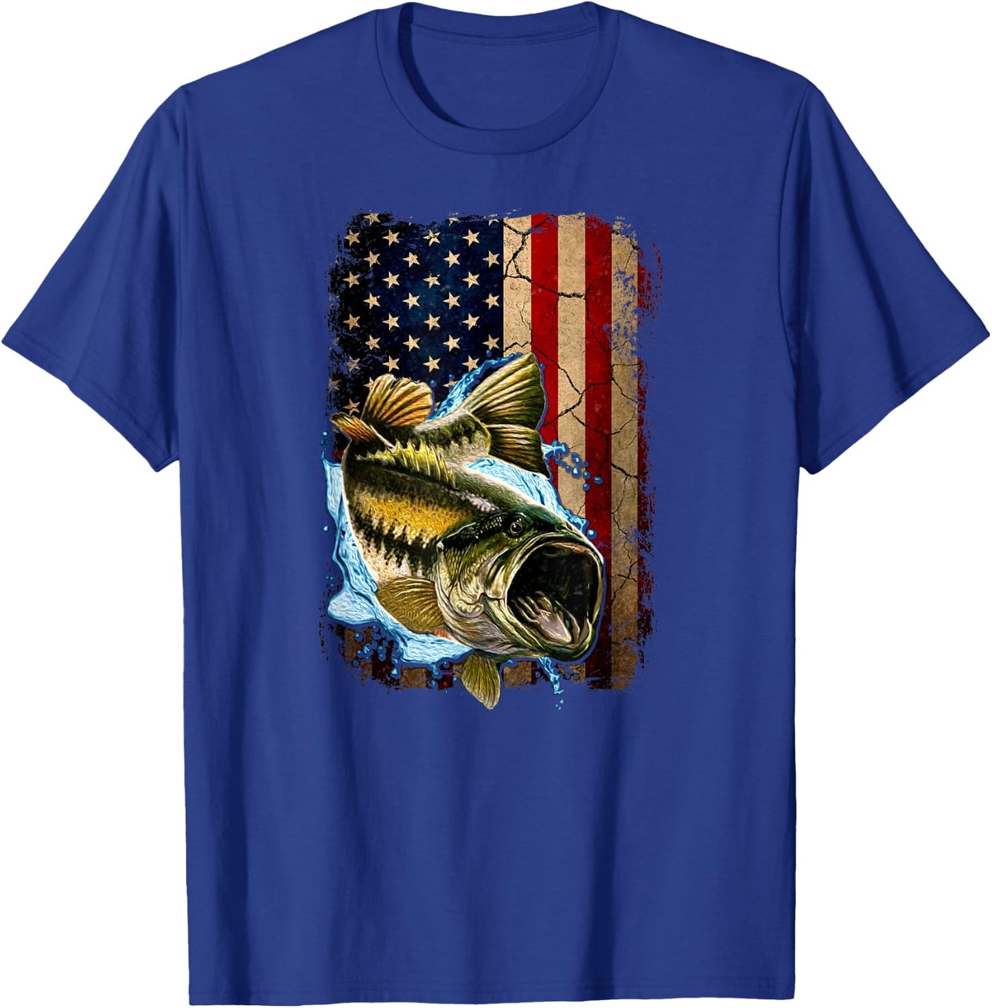 American Flag Bass Fishing For Fisherman Fish Fishing T-Shirt - T-Shirt | Royal
