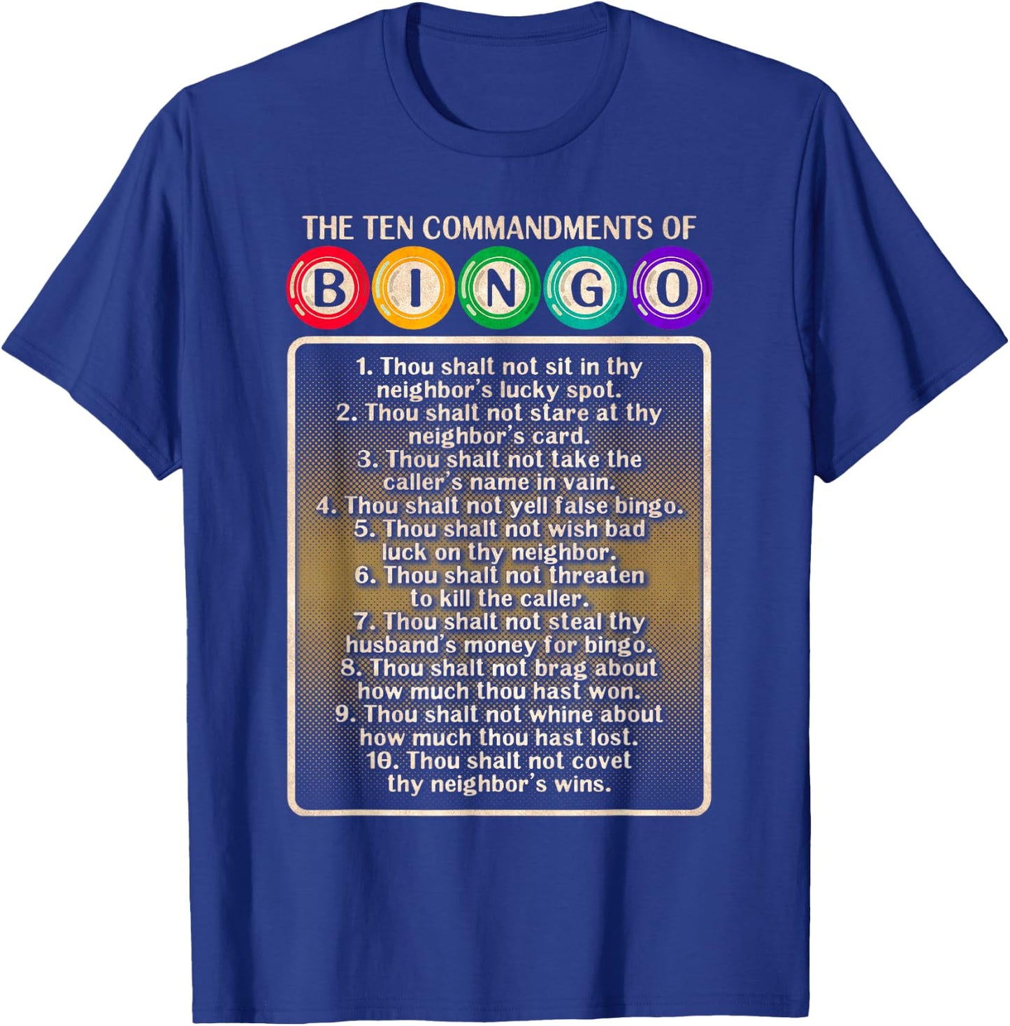 10 Commandments Of Bingo - Bingo Player T-Shirt - T-Shirt | Royal