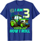 I Am 3 This is How I Roll Two Years Old Tractor 3rd Birthday T-Shirt - T-Shirt | Royal