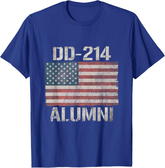 DD-214 American Flag US Retirement Military Veteran T-Shirt - T-Shirt | Royal