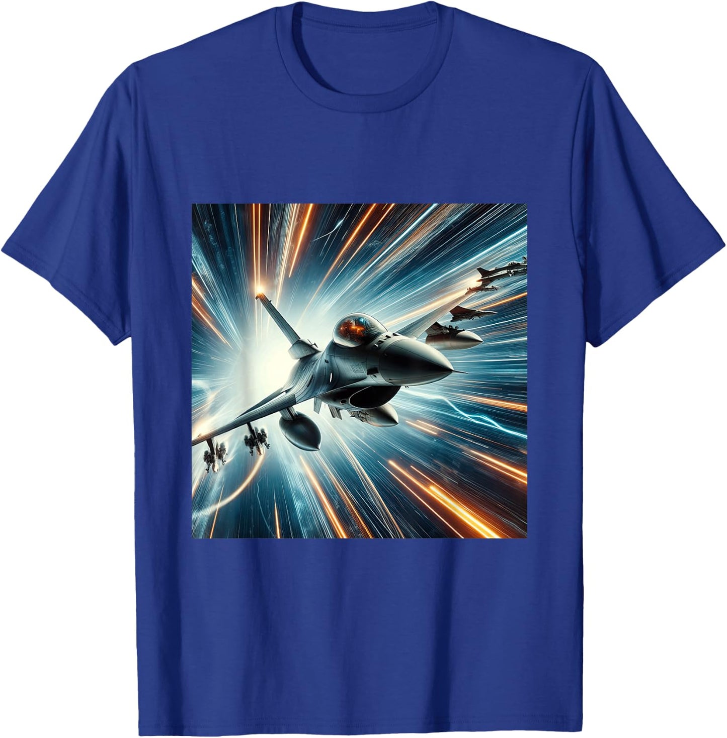 F-16 Fighting Falcon Fighter Jet Military Aircraft T-Shirt - T-Shirt | Royal