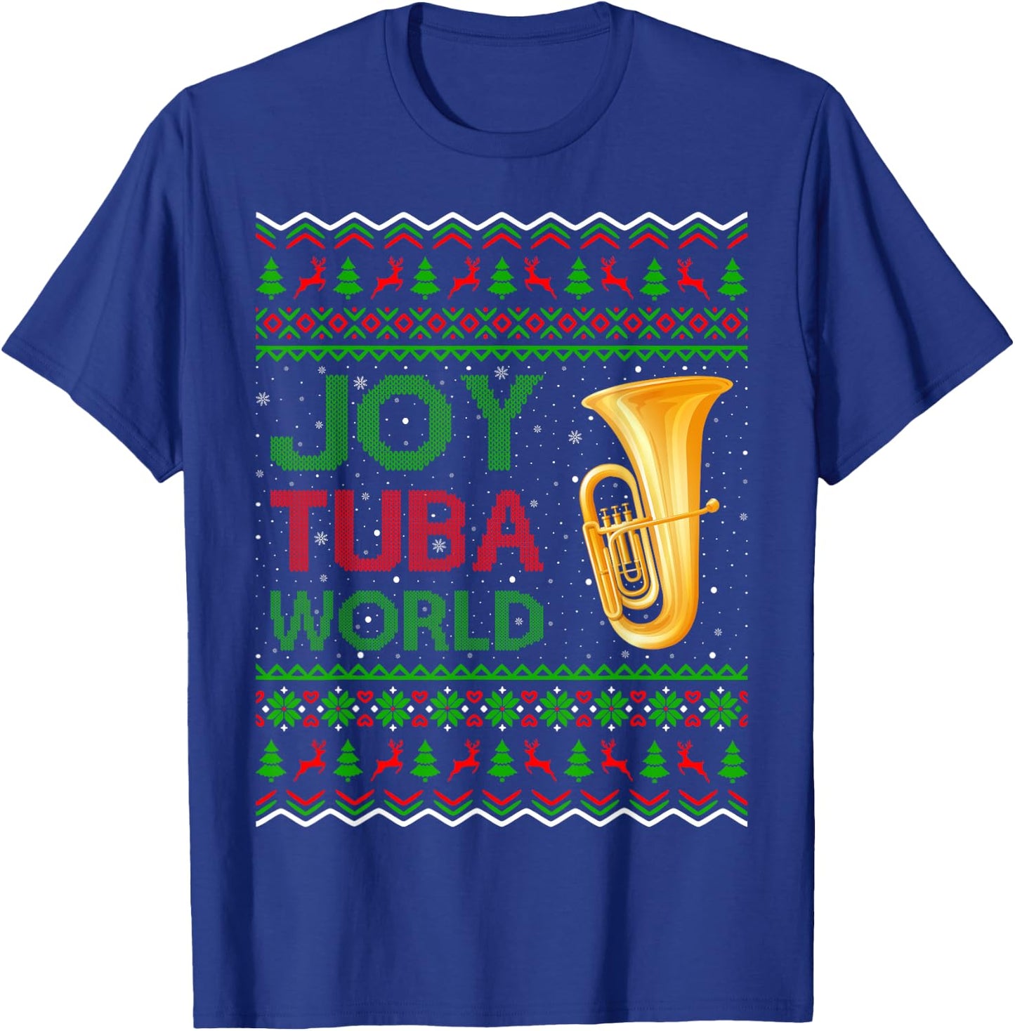 Joy Tuba World Music Lover Xmas Gift Ugly Tuba Christmas T-Shirt - T-Shirt | Royal