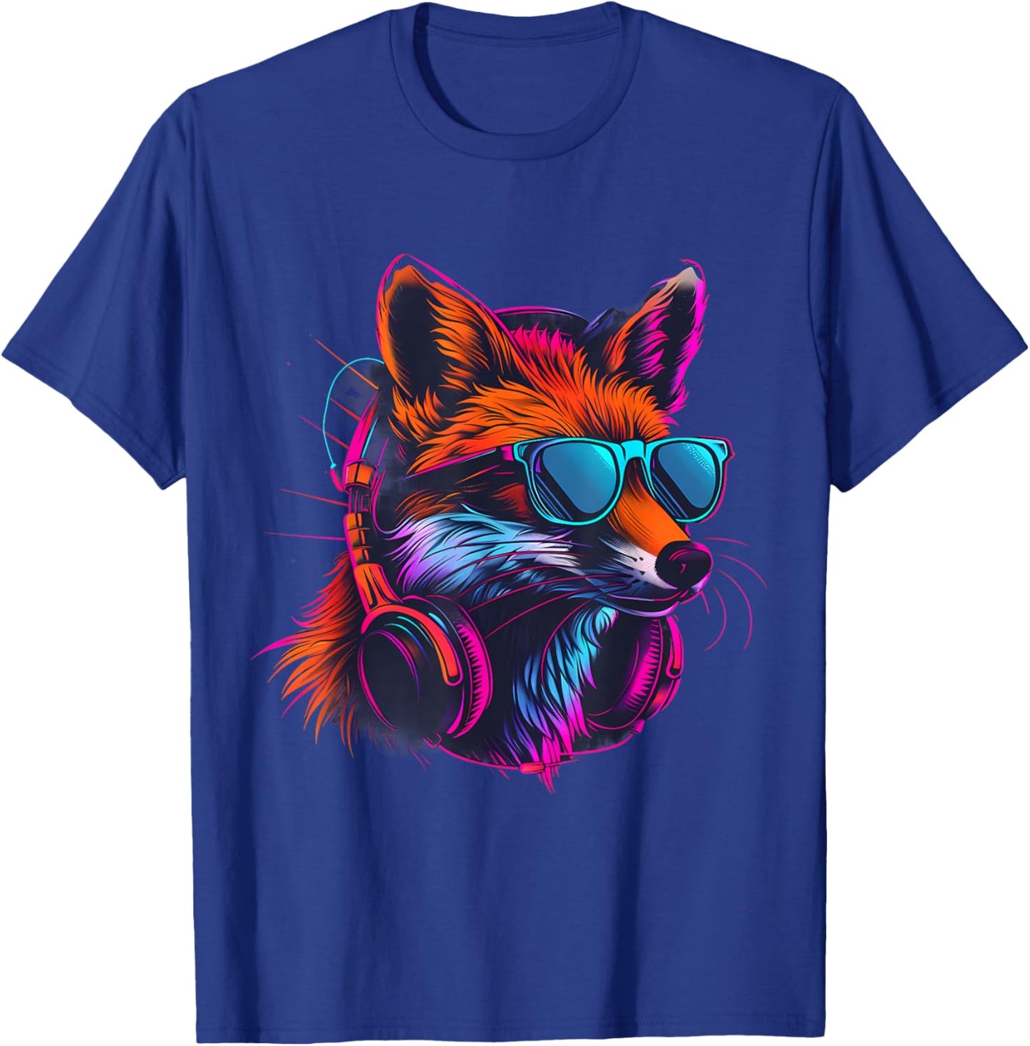 DJ Fox House Music Headphones Beatmaker Techno Fox Lover EDM T-Shirt - T-Shirt | Royal
