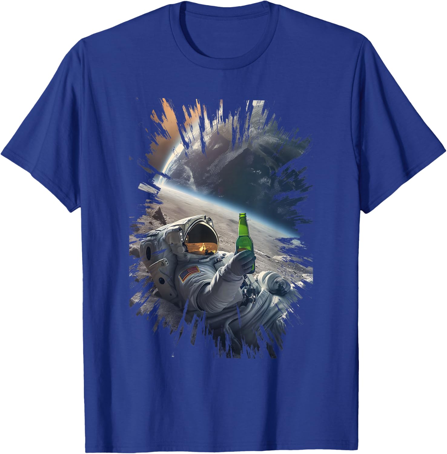 Beer Drinking Astronaut on the Moon T-Shirt - T-Shirt | Royal