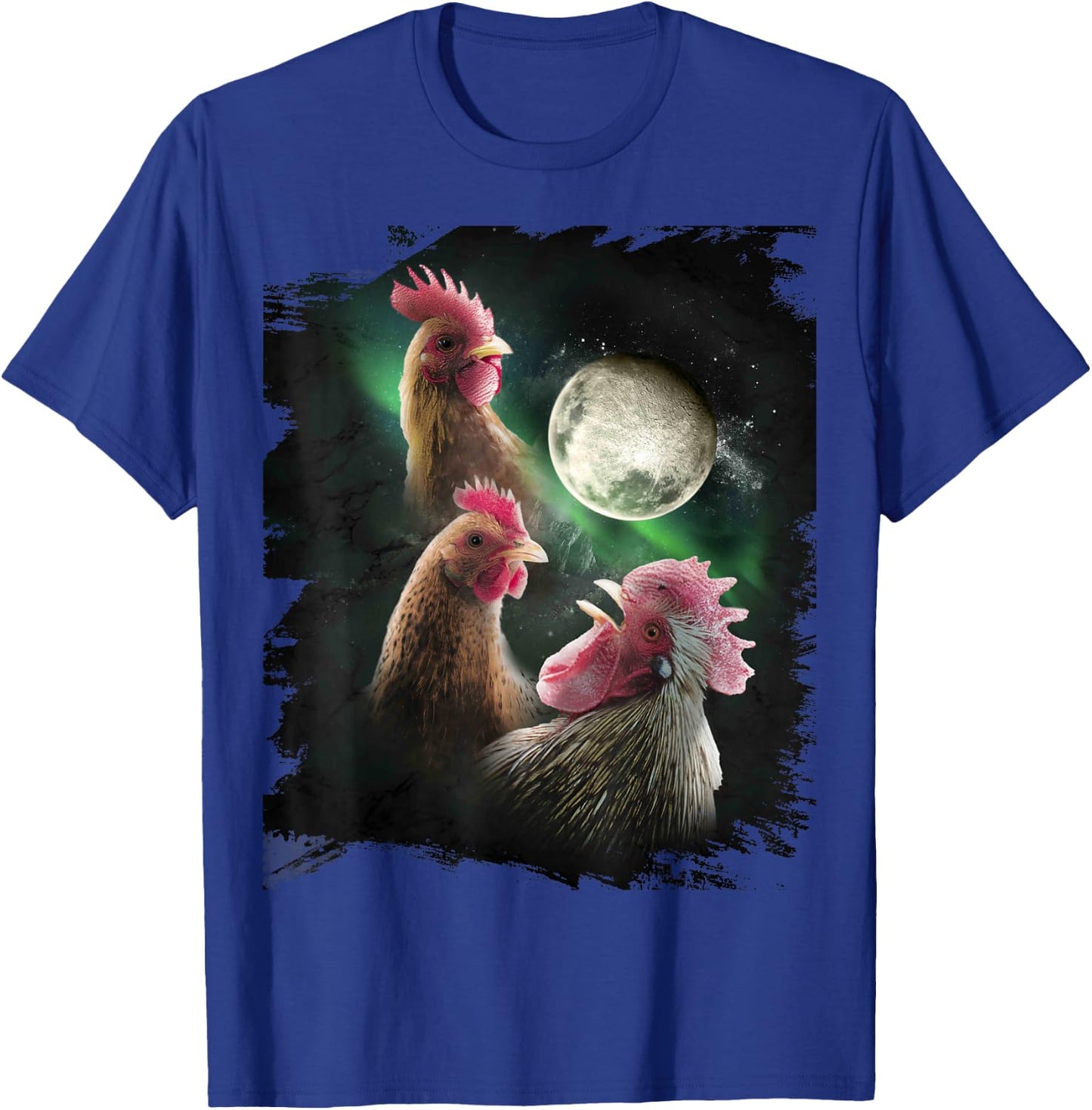 3 Chicken Moon Wolf Chickens Howling Wolves T-Shirt - T-Shirt | Royal
