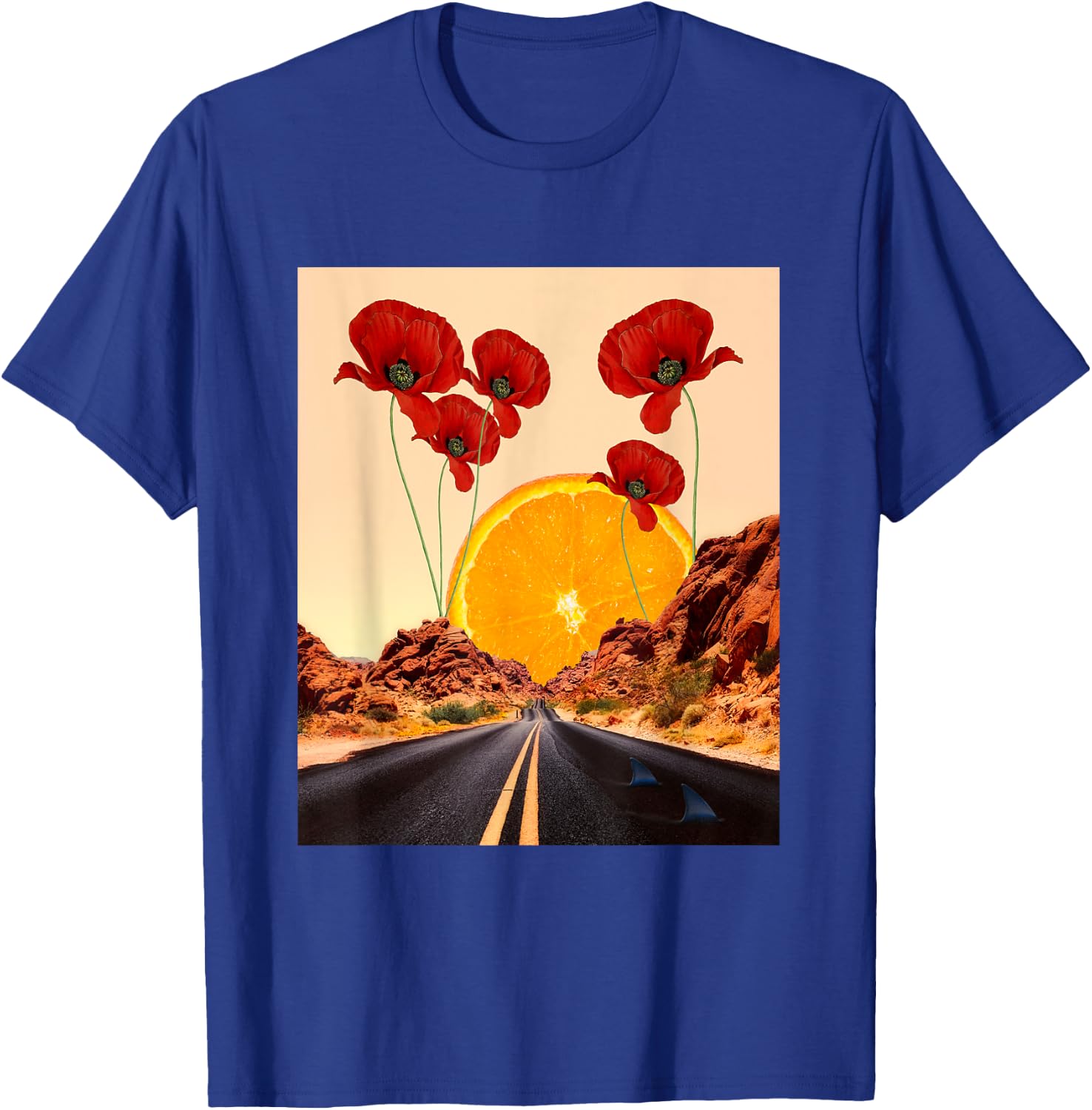 Mojave Desert - Nevada Road - Digital Collage Art - Classic T-Shirt - T-Shirt | Royal