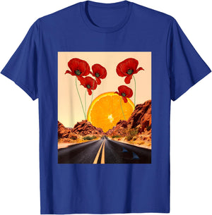 Mojave Desert - Nevada Road - Digital Collage Art - Classic T-Shirt - T-Shirt | Royal