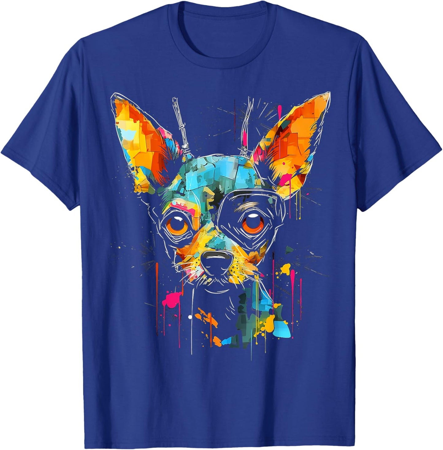 Chihuahua Art Colorful Animal Painting Pet Graphic Dog Men Women Kids T-Shirt - T-Shirt | Royal