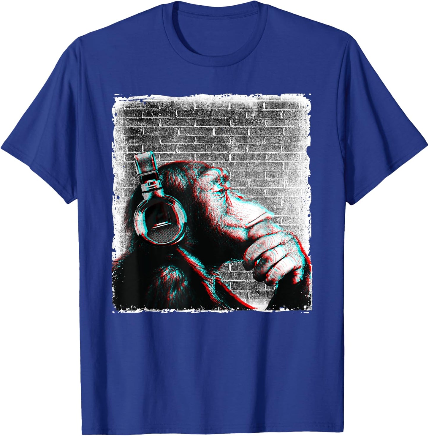 Monkey Chimp WIth Headphones Shirt - Edm Dj Music Lover Cool T-Shirt - T-Shirt | Royal